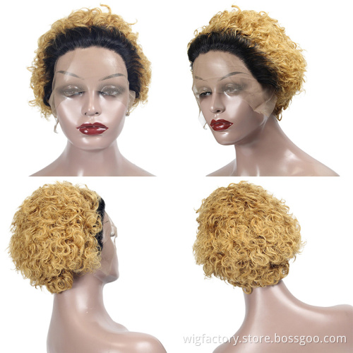 Cheap pixie cut human hair wig, colored short bob bangs human hair wig, bob fringe bang wig machine made fringe human hair wig